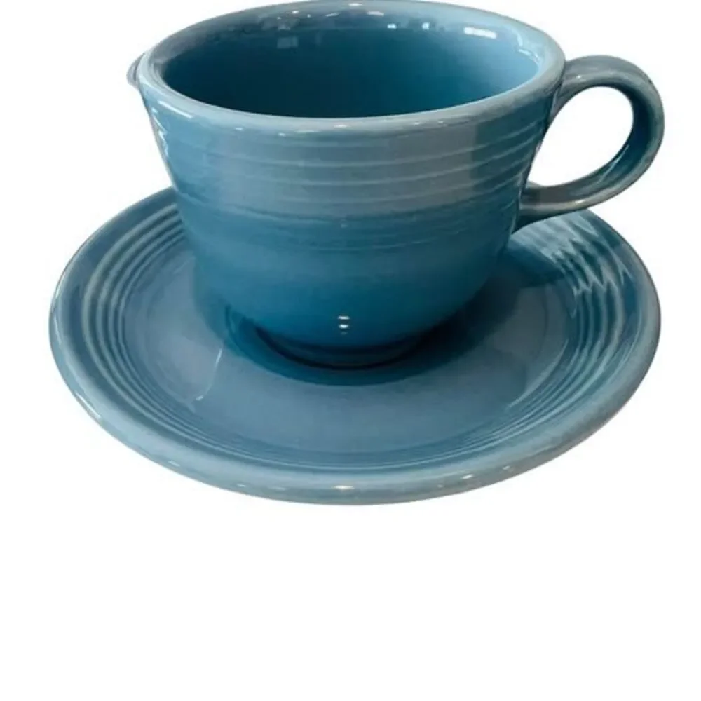 Vintage Homer Laughlin Fiesta Ware Periwinkle Teacups & Saucers Set of 6